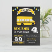 Gele schoolbus Kids Verjaardagsfeestje Kaart (Staand voorkant)