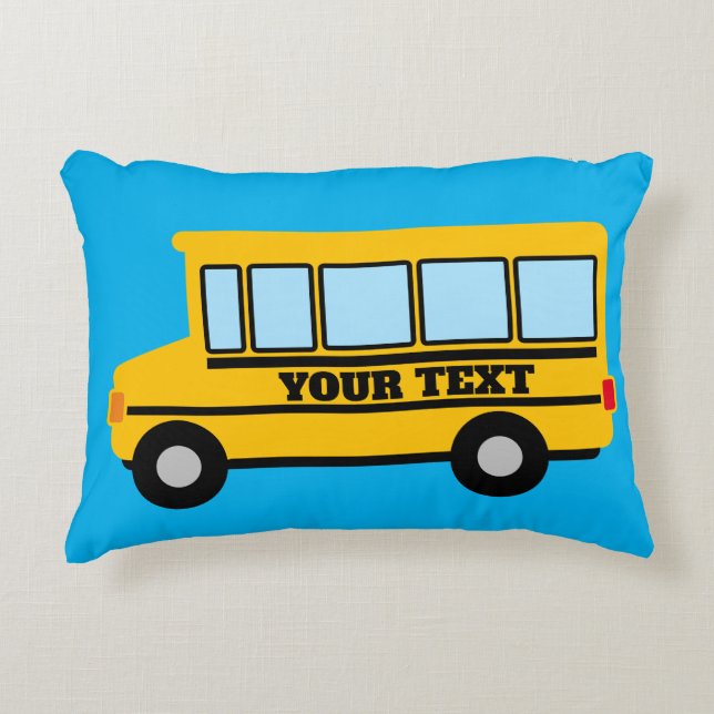 Gele schoolbus kinderbed kamer accentkussen accent kussen (Voorkant)