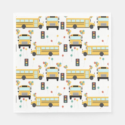 Gele schoolbus kinderfeestje servet (Voorkant)