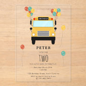Gele schoolbus kinderverjaardagsfeestje acryl uitnodigingen (Voorkant)