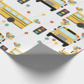 Gele schoolbus kinderverjaardagsfeestje cadeaupapier (Hoek)