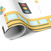 Gele schoolbus kinderverjaardagsfeestje cadeaupapier (Rol Hoek)