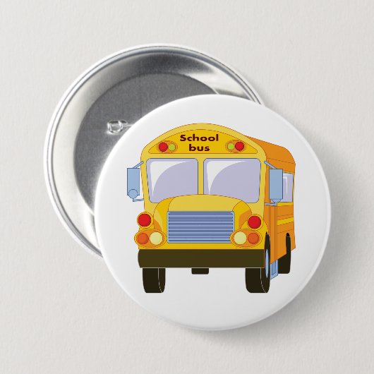 Gele schoolbus knop ronde button 7,6 cm (Voorkant /achterkant)