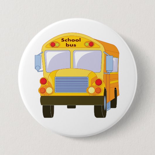 Gele schoolbus knop ronde button 7,6 cm (Voorkant)