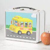 Gele schoolbus met gelukkige kinderen gepersonalis (In situ)