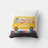 Gele schoolbus met schattige dieren Kinder Kussen (Voorkant)