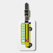 Gele schoolbus met stopbord bagagelabel (Voorkant verticaal)