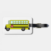 Gele schoolbus met stopbord bagagelabel (Achterkant horizontaal)