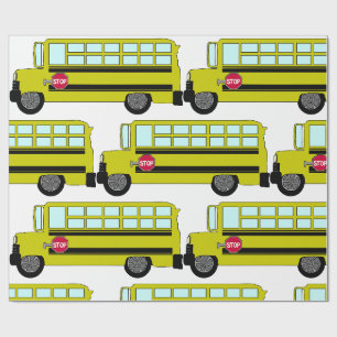 Gele schoolbus met stopbord cadeaupapier