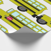 Gele schoolbus met stopbord cadeaupapier (Hoek)