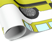 Gele schoolbus met stopbord cadeaupapier (Rol Hoek)