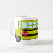 Gele schoolbus met stopbord koffiemok (Voorkant links)