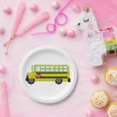 Gele schoolbus met stopbord papieren bordje (Feest)