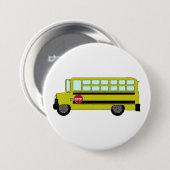 Gele schoolbus met stopbord ronde button 7,6 cm (Voorkant /achterkant)