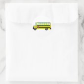 Gele schoolbus met stopbord ronde sticker (Tas)