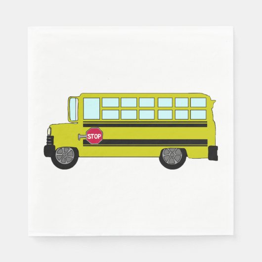 Gele schoolbus met stopbord servet (Voorkant)
