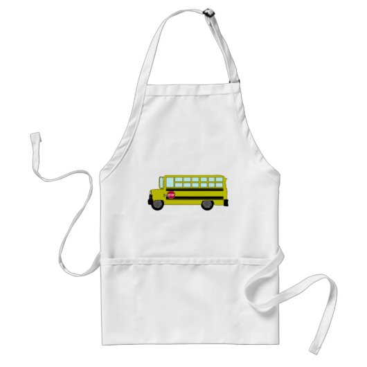 Gele schoolbus met stopbord standaard schort (Voorkant)