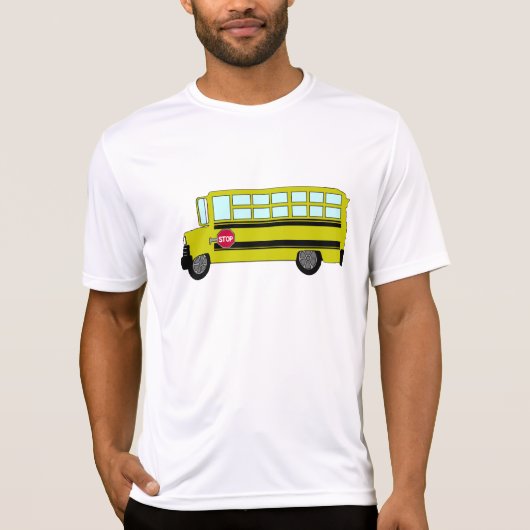 Gele schoolbus met stopbord t-shirt (Voorkant)