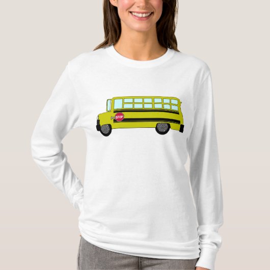 Gele schoolbus met stopbord t-shirt (Voorkant)