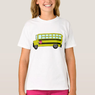 Gele schoolbus met stopbord t-shirt