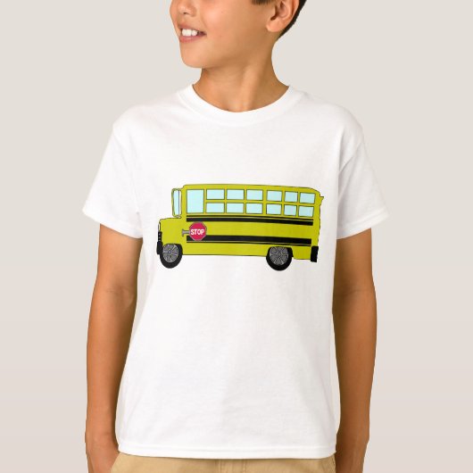 Gele schoolbus met stopbord t-shirt (Voorkant)