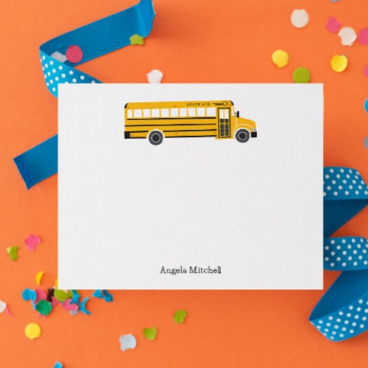 Gele schoolbus persoonlijke briefpapier kaart
