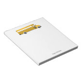 Gele schoolbus persoonlijke briefpapier notitieblok (Schuin)