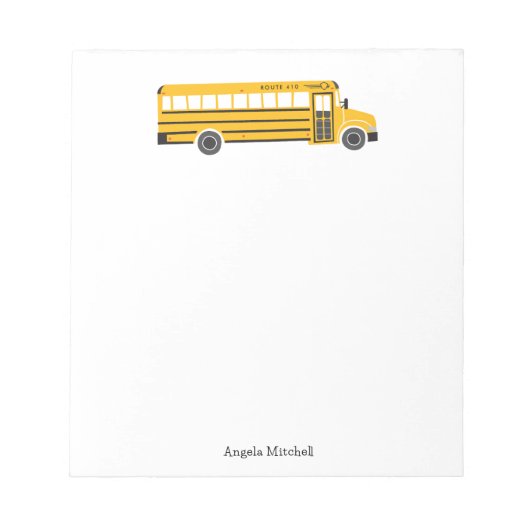 Gele schoolbus persoonlijke briefpapier notitieblok (Voorkant)