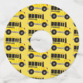 Gele schoolbus rijder leraar pensionering wijnglaslabel (Voorkant)