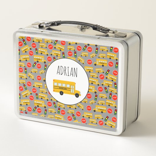 Gele schoolbus Stop Sign Traffic Lights Patroon (Achterkant)