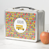 Gele schoolbus Stop Sign Traffic Lights Patroon (In situ)