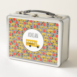 Gele schoolbus Stop Sign Traffic Lights Patroon