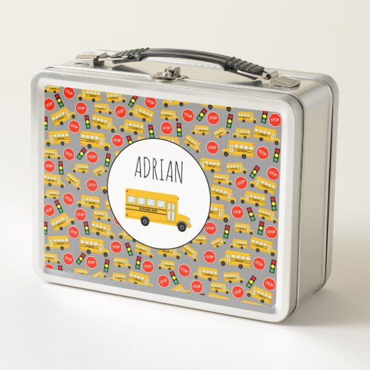 Gele schoolbus Stop Sign Traffic Lights Patroon (Voorkant)