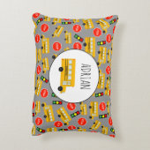 Gele schoolbus Stop Sign Traffic Lights Patroon Accent Kussen (Achterkant (Verticaal))
