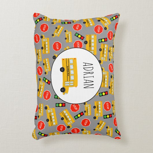 Gele schoolbus Stop Sign Traffic Lights Patroon Accent Kussen (Voorkant(Verticaal))