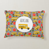 Gele schoolbus Stop Sign Traffic Lights Patroon Accent Kussen (Achterkant)