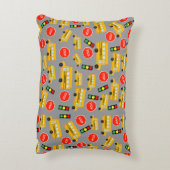 Gele schoolbus Stop Sign Traffic Lights Patroon Accent Kussen (Achterkant (Verticaal))