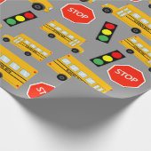 Gele schoolbus Stop Sign Traffic Lights Patroon Cadeaupapier (Hoek)