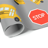 Gele schoolbus Stop Sign Traffic Lights Patroon Cadeaupapier (Rol Hoek)