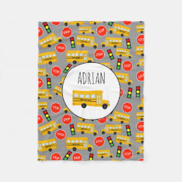 Gele schoolbus Stop Sign Traffic Lights Patroon Fleece Deken