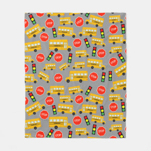Gele schoolbus Stop Sign Traffic Lights Patroon Fleece Deken