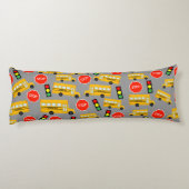 Gele schoolbus Stop Sign Traffic Lights Patroon Lichaamskussen (Achterkant)