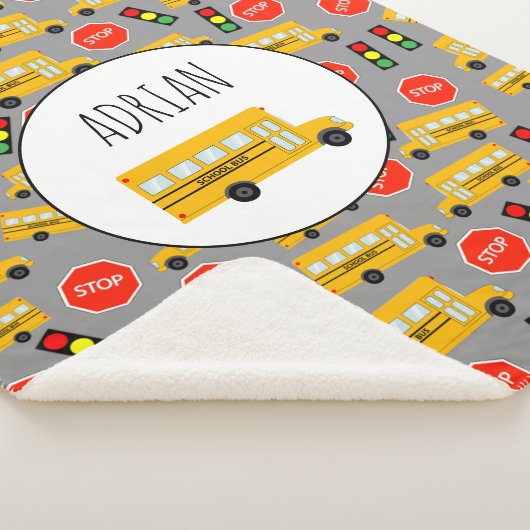 Gele schoolbus Stop Sign Traffic Lights Patroon Sherpa Deken (3/4)