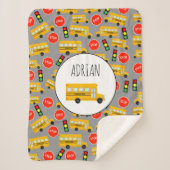 Gele schoolbus Stop Sign Traffic Lights Patroon Sherpa Deken (Voorkant)