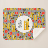 Gele schoolbus Stop Sign Traffic Lights Patroon Sherpa Deken (Voorkant (horizontaal))