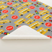 Gele schoolbus Stop Sign Traffic Lights Patroon Sherpa Deken (3/4)
