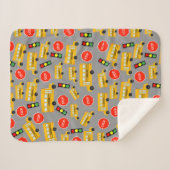 Gele schoolbus Stop Sign Traffic Lights Patroon Sherpa Deken (Voorkant (horizontaal))