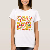 Gele schoolbus Stop Sign Traffic Lights Patroon T-shirt (Voorkant)