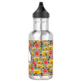 Gele schoolbus Stop Sign Traffic Lights Patroon Waterfles (Rechts)