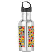 Gele schoolbus Stop Sign Traffic Lights Patroon Waterfles (Achterkant)